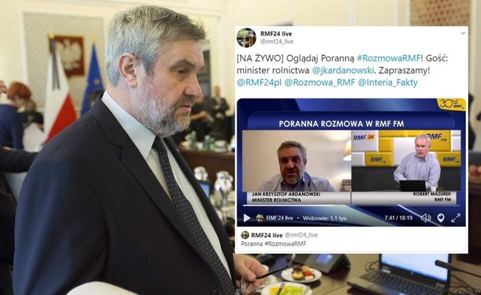 Minister Ardanowski / autor: Fratria/Twitter/@rmf24_live