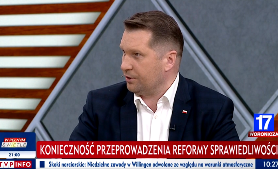Poseł PiS Przemysław Czarnek w programie Woronicza 17 / autor: TVP Info