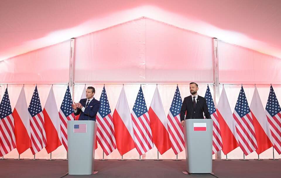  Sekretarz obrony USA Pete Hegseth i szef MON Władysław Kosiniak-Kamysz / autor: PAP/Marcin Obara