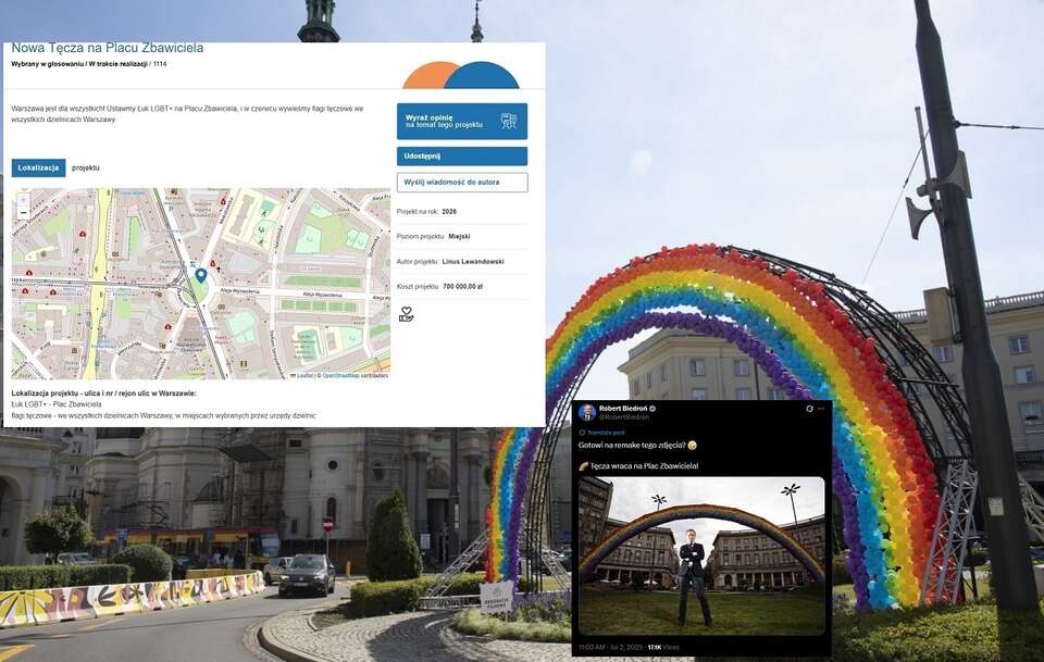 W 2021 r. instalacja na chwilę powróciła na Pl. Zbawiciela - jako element scenografii do filmu "Kryptonim Polska" / autor: Fratria