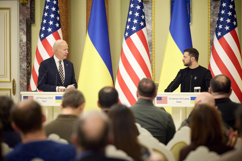 Wspólna konferencja prasowa prezydentów USA i Ukrainy w Kijowie / autor: 	PAP/EPA/UKRAINIAN PRESIDENTIAL PRESS SERVICE HANDOUT
