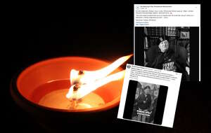 Zdjęcie ilustracyjne w tle - znicz, w miniaturach wpisy o Romanie Lipcu, ps. "Adam". Powstaniec zmarł w wieku 100 lat / autor: Fratria // Facebook/Nie Zapomnij O Nas, Powstańcach Warszawskich (Foto: Magda Mieśnik) //  X/Po pierwsze Polska