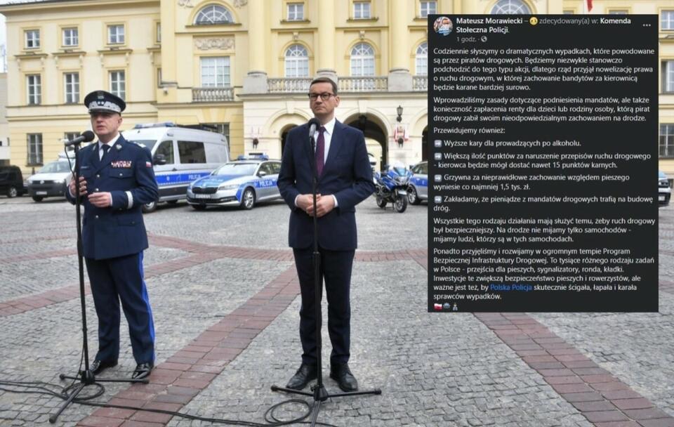 Gen. insp. Jarosław Szymczyk/ Premier Mateusz Morawiecki / autor: PAP/Radek Pietruszka; Facebook/Mateusz Morawiecki (screenshot)