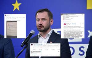 Na zdjęciu Aleksander Miszalski oraz wpisy z portalu X (screeny) / autor: Fratria/X