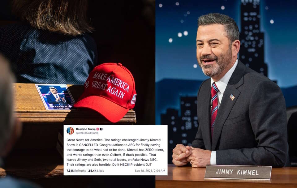 Jimmy Kimmel / autor: PAP/EPA, truthsocial.com/@realDonaldTrump, wikimedia commons/Erin Scott - P20220608ES-0526/ <domena publiczna>