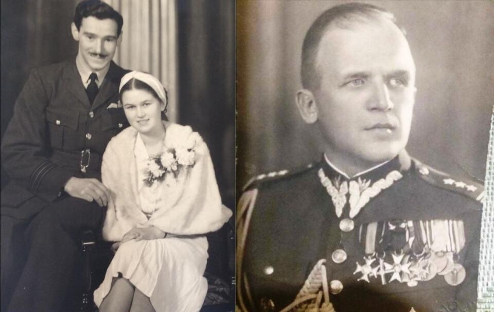 Fotografia ślubna Marii Barr z pierwszym mężęm oraz ojciec kobiety - Benedykt Chłusewicz / autor: Screen Facebook Adam A. Pszczolkowski