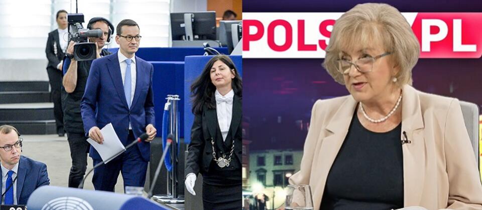 Premier Mateusz Morawiecki w PE, prof. Genowefa Grabowska / autor: PAP/EPA/MARC DOSSMANN / EUROPEAN PARLIAMENT HANDOUT; wPolsce.pl