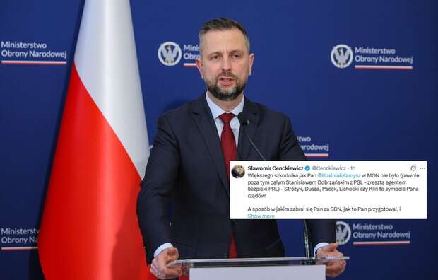 Władysław Kosiniak-Kamysz na konferencji prasowej w Warszawie oraz wpis prof. Sławomira Cenckiewicza (screen) / autor: PAP/Paweł Supernak/X-Sławomir Cenckiewicz (screen)