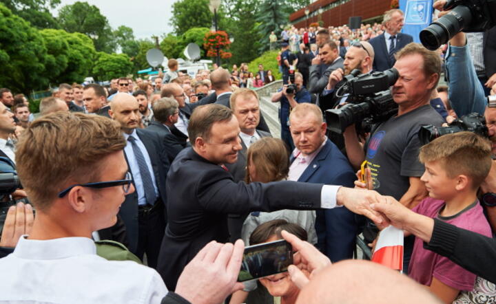 Prezydent Andrzej Duda podczas spotkania z mieszkańcami Kwidzyna, fot. PAP/Adam Warżawa