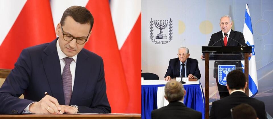 Premier RP Mateusz Morawiecki, Premier Izraela Benjamin Netanjahu / autor: Krystian Ma/KPRM; Twitter/PM of Israel 